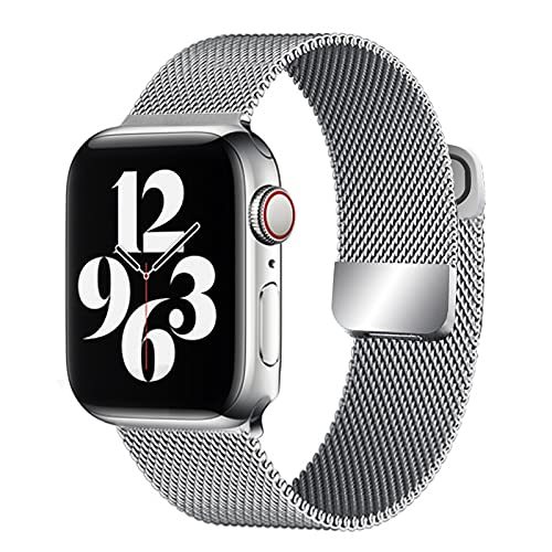 Curea metalica Apple watch model milanese 42 /44 /45 argintie cu inchidere normala